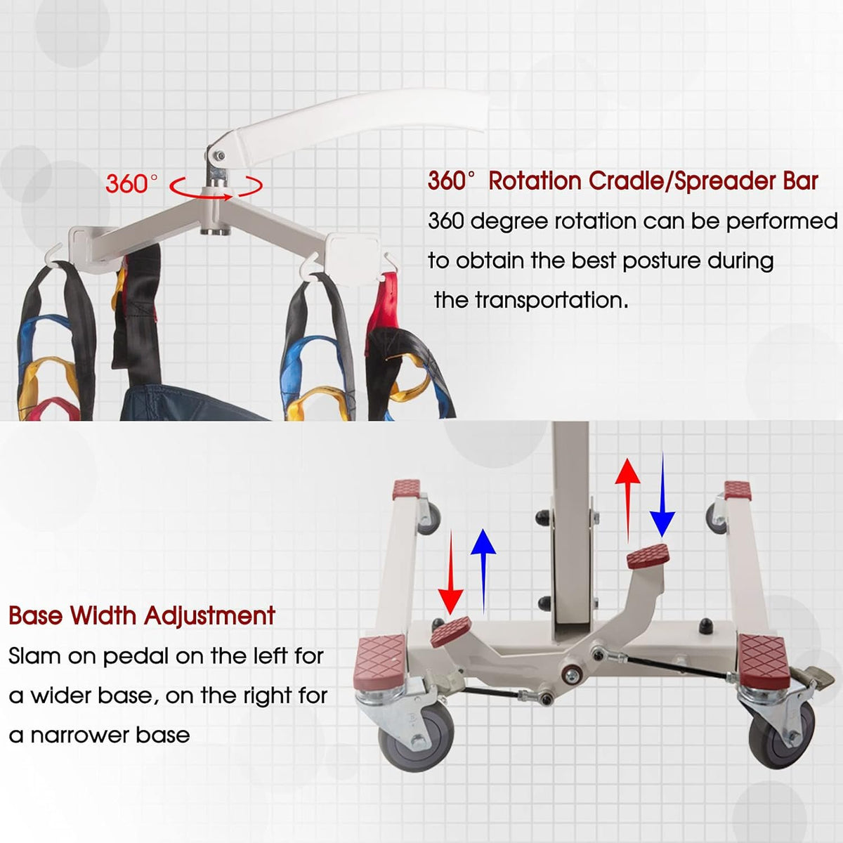 Patient Lift Hydraulic Body Hoyer Lift with Medium Sling for Home Use 400lbs Weight Capacity (Unfoldable Manual)