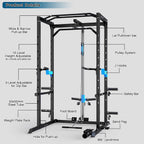 ULTRA FUEGO Power Cage, Multi-Functional Power Rack with J-Hooks, Dip Handles, Landmine Attachment and Optional Cable Pulley System for Home Gym