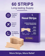 Extra Strength Nasal Strips for Snoring and Nasal Congestion Relief,Drug-Free Breath Better Nose Strips with Strong Adhesive,50% Stronger Lift,Clear Comfortable Design for Sensitive Skin,60 PCS