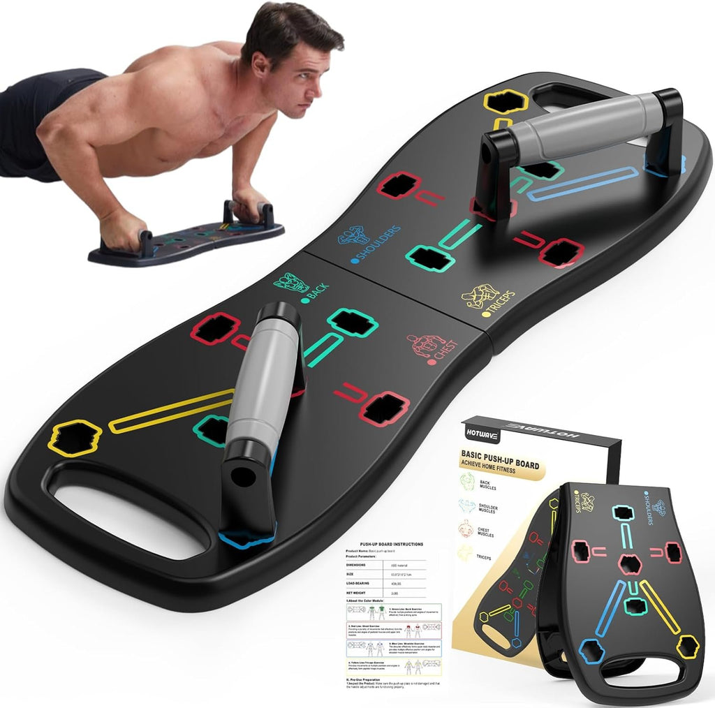 HOTWAVE Push Up Board, Portable Pushup Board for Men, Foldable Push Up Bar | Multifunctional Pushup Handles for Floor, Strength Training Equipment for Home Gym, Suitable for Beginners and Teenagers