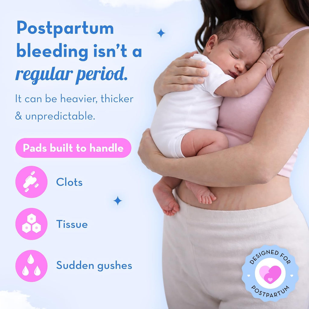 Plush Maternity Pads after Delivery, 10 Pcs (410 mm) | Twin Core Absorption XXXL Pads | For Postpartum Bleeding, Absorbs Heavy Gushes & Clots | U.S. Cotton Softness | Breathable & Rash-Free | Safe for Healing Skin