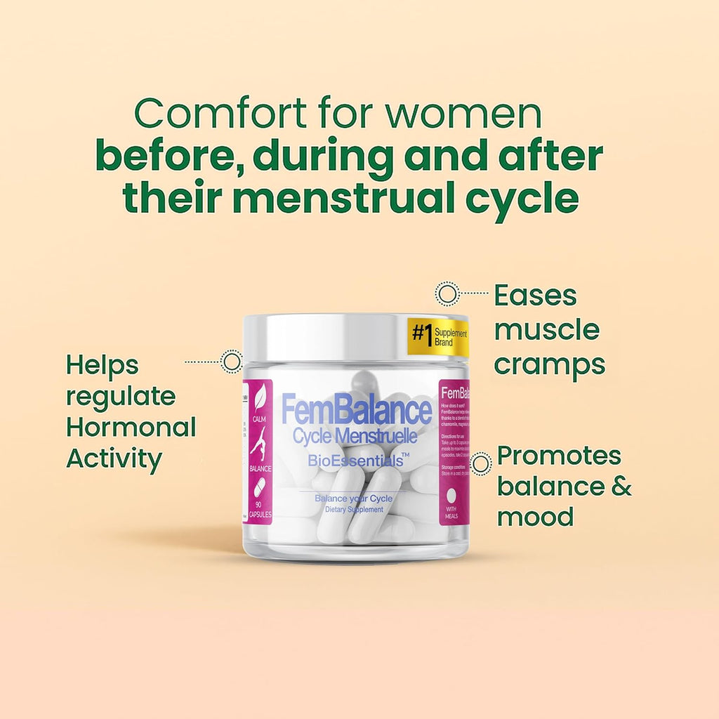 FemBalance — Women's Hormone Balance Supplement — Ashwagandha, Magnesium & Chamomile for PMS Relief, Mood & Energy — Hormonal Balance for Women — 90 Vegan Capsules