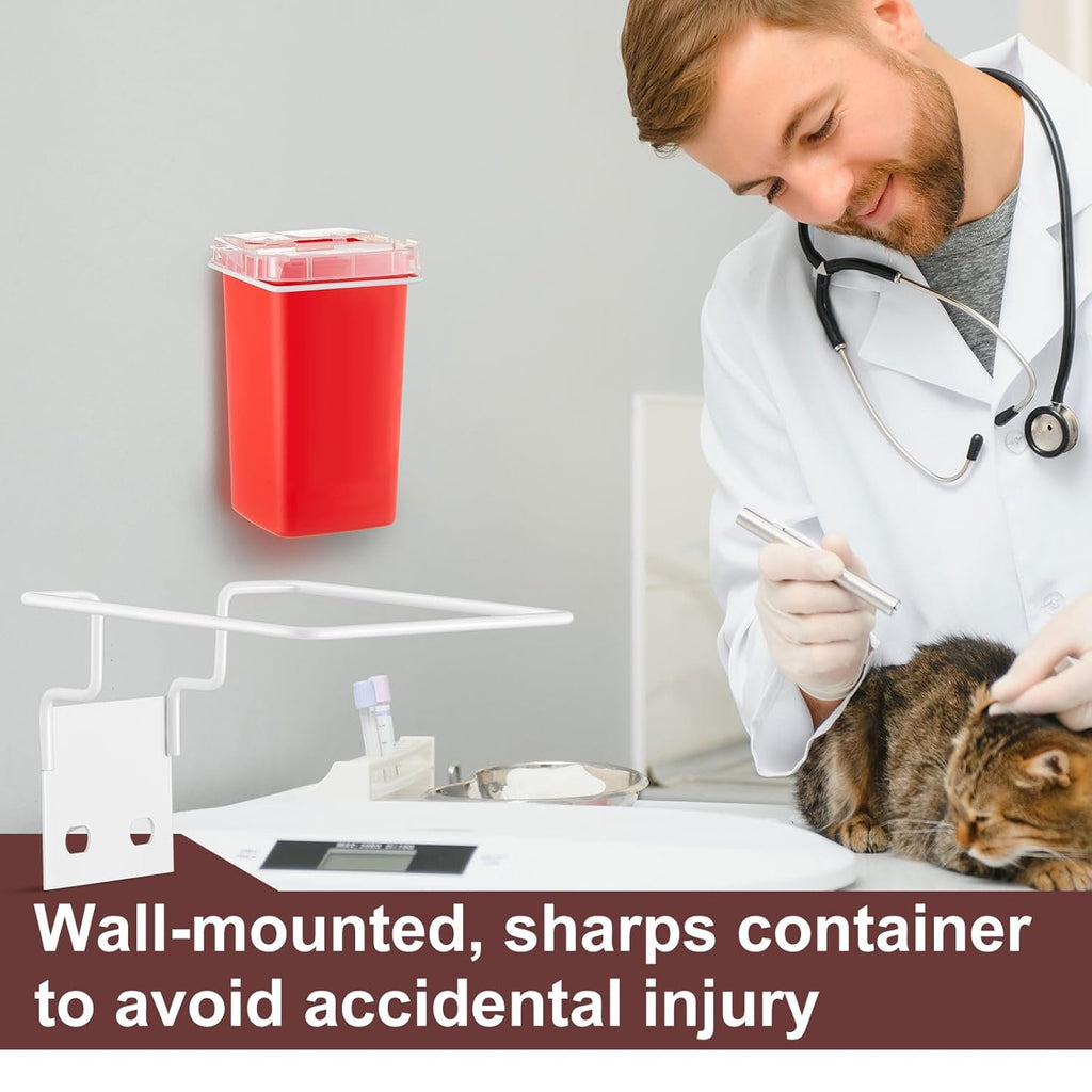Teenyyou 2 Set Wall Mount Sharps Container Mounting Bracket for 1 Quart 8702, 8702T, 8721 Stackable Sharps Container, White