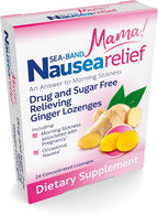 Sea-Band Sugar Free Ginger Travel Lozenges for Motion Sickness 24 Pieces | Morning sickness relief, drug free, HSA/FSA approved, 24 lozenges, sugar free