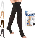 Truform 20-30 mmHg Compression Stockings for Men and Women, Thigh High Length, Dot-Top, Open Toe