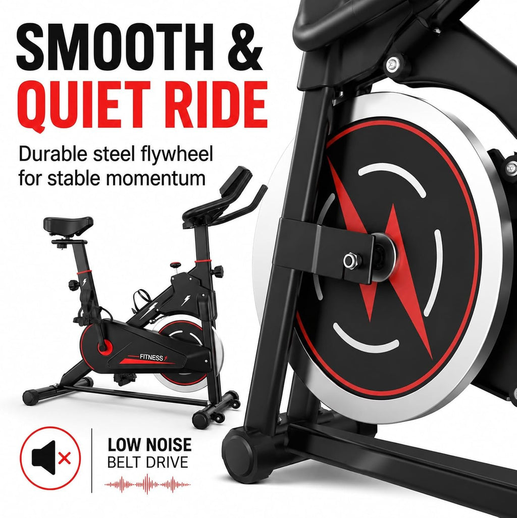 Exercise Bike with Monitor, Stationary Bikes for Home Gym Cardio, Adjustable Resistance, Indoor Cycling Bike, Comfortable Seat, 350 LBS Capacity
