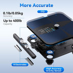 Lepulse Smart Scale for Body Weight, 8-Electrode Body Composition Scale | with BMI Body Fat Muscle Mass, Rechargeable Digital Body Scale with 20 Metrics in App, Large Color Display and Report, Black