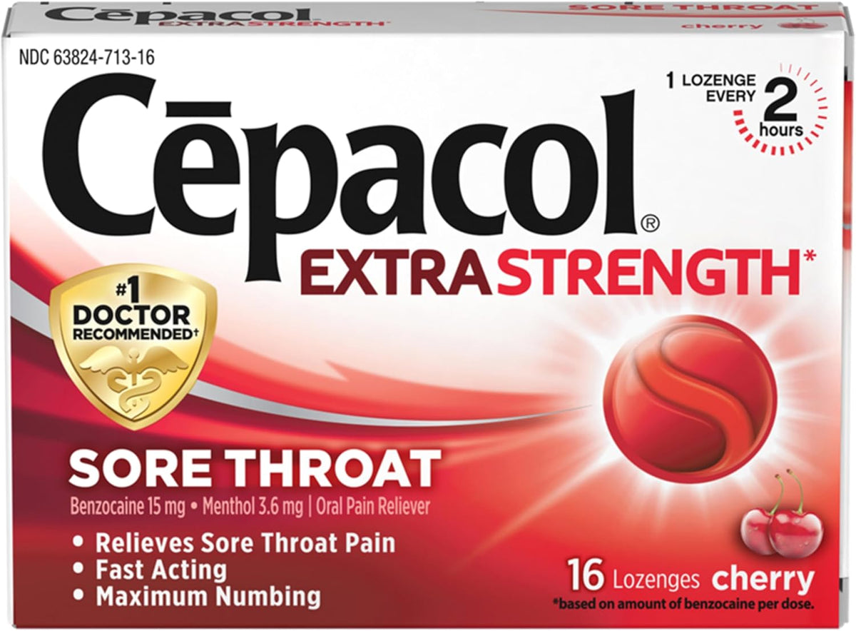 Cepacol Extra Strength Sore Throat Lozenges, Cherry 16ct