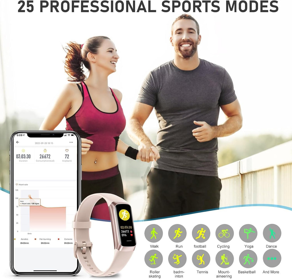 Fitness Tracker for Women Men with Heart Rate/Blood Pressure/Calories | Activity Tracker with 1.1"" AMOLED Screen, Waterproof Step Tracker for Android iPhones, Pink