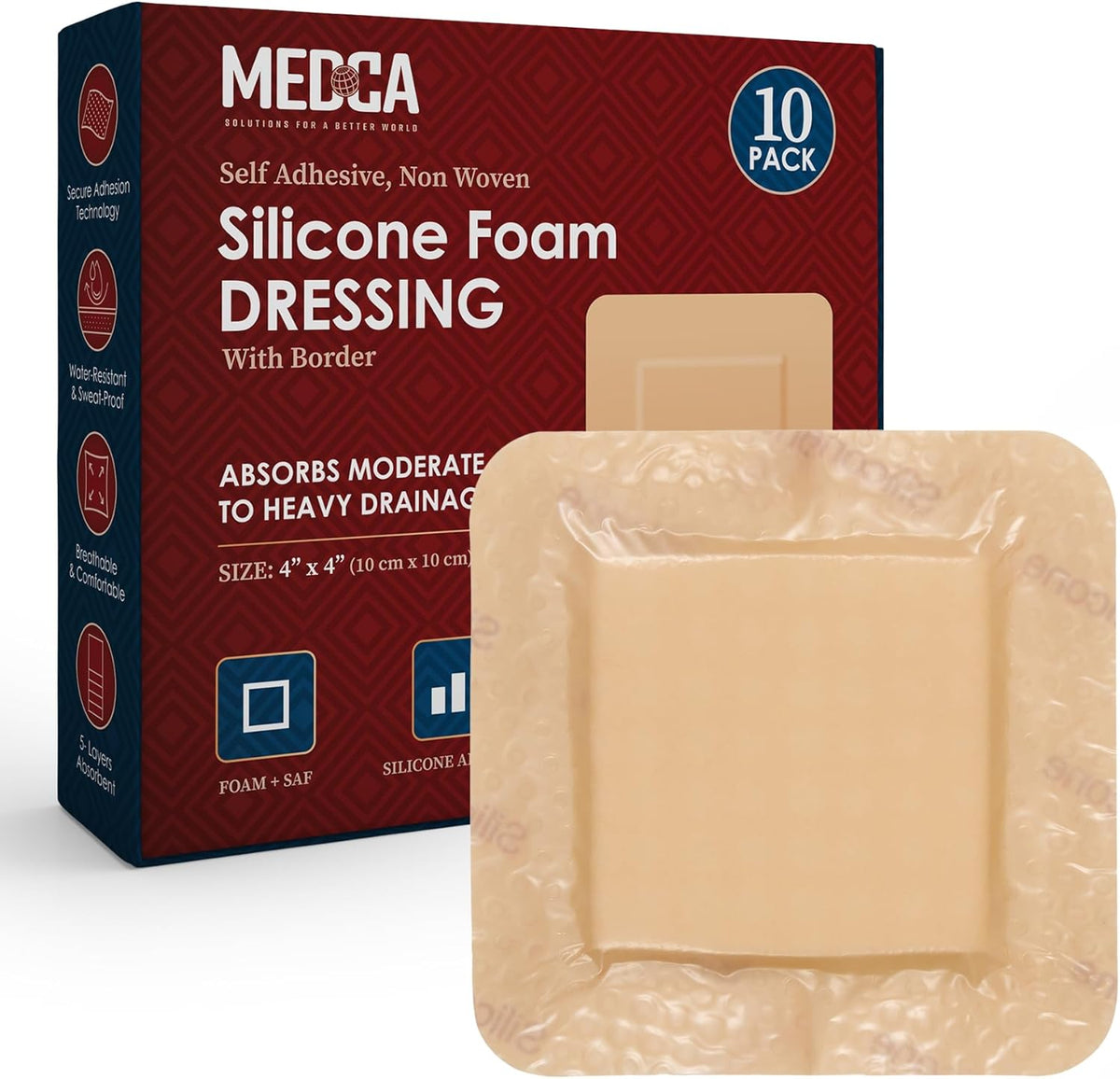 Gauze and Wound Dressings Silicone High Absorbency 10.16 cm