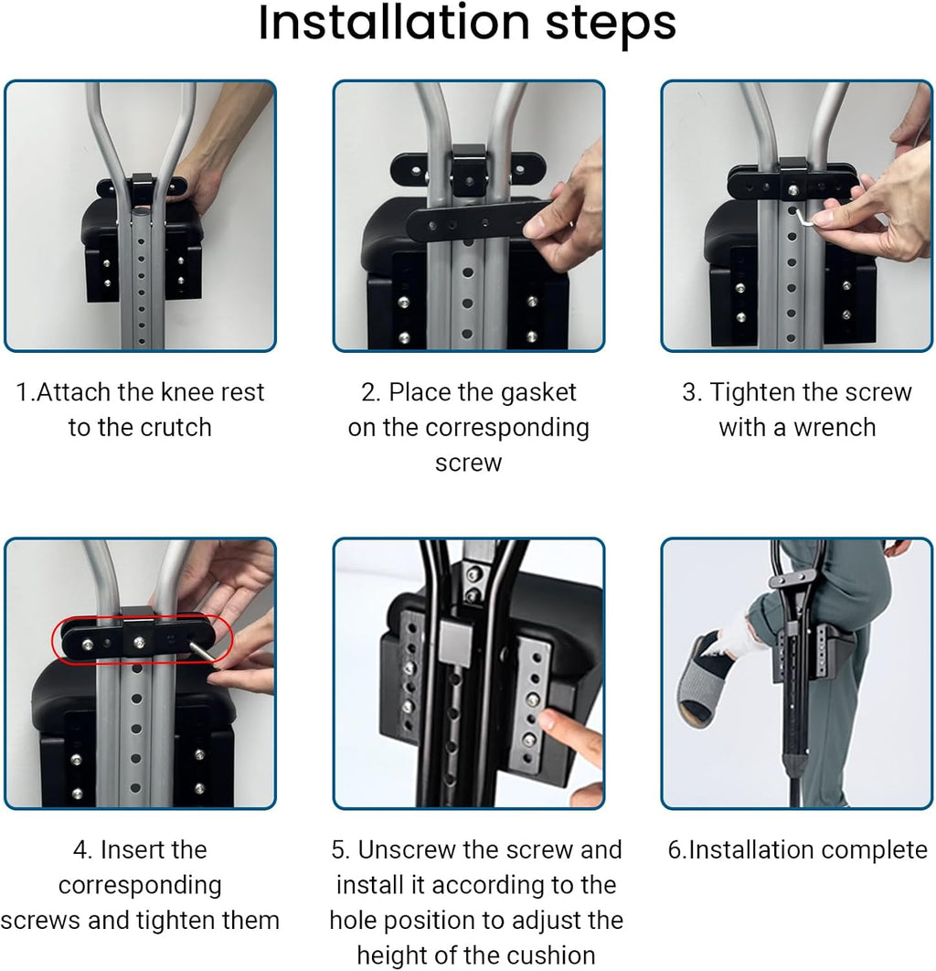 Knee Support for Crutches, Adjustable Leg Support for Post-Surgery Recovery, Comfortable Cushion for Injuries and Fractures