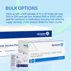 Dynarex DynaSafety Sterile Alcohol Prep Pads - Medium - 70% Isopropyl Alcohol, Individually Wrapped, Soft Cleaning Wipes - 200 per Box