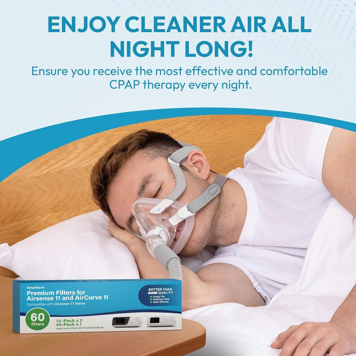 60-Pack Premium CPAP Filters Compatible with Airsense 11 & Aircurve 11 Machines, Ultra Fine Replacement with Extra Thick, High Filtration & Smooth Airflow, Travel Friendly