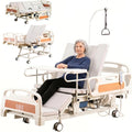 Full Electric Hospital Bed for Home Care, 37" Wide with Timed Auto-Turning,Height Adjustable 18.5"-29",550 lbs Capacity, Include Electric Bedpan,Trapeze&Dining Table