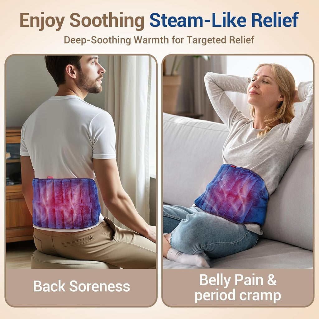 Comfytemp Microwavable Moist Heating Pad for Back and Waist Pain Relief | FSA Eligible HSA Warm Compress for Sciatica, Lower Back, Period Cramps, Hot Therapy for Women, Men, Home Office, Comfort Gift