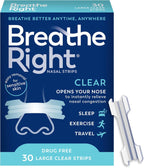 Breathe Right Nasal Strips, Relieves Nasal Congestion, Large, Clear, 30 ct