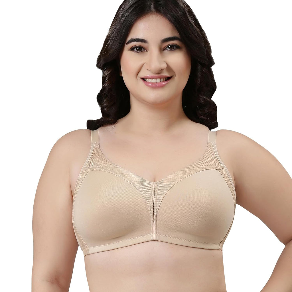Enamor AB75 M Frame No Bounce Full Support Cotton Bra for Women - Non-Padded Non-Wired & Full Coverage with Cooling Technology | Available in Solid Colours