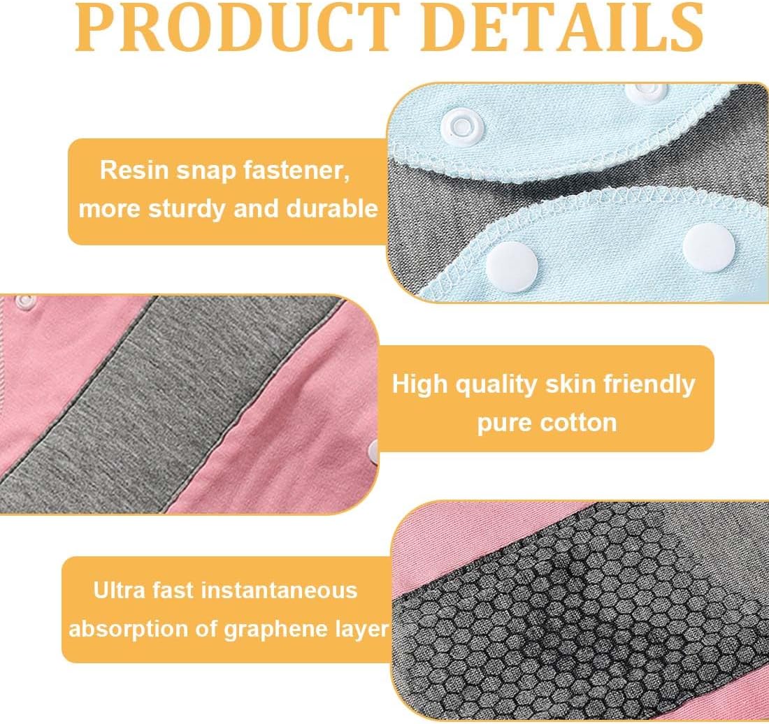 4 Reusable Sanitary Pads, Antibacterial Cotton, Graphene Cotton, Washable Nighttime Heavy Flow Menstrual Sanitary Pads