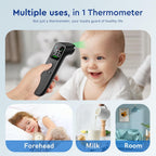 Viproud Touchless Thermometer for Kids and Adults, 1-Second Reading, Black | Large LED Screen, Fever Indicator, Mute Mode, Memory Recall, Dule Mode Forehead/Object, for All Ages