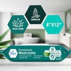 MED PRIDE XL Premoistened Adult Washcloths 8x12 in,Sensitive Skin,80 Count