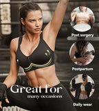Lemorosy Post-op Bra with Front Closure for Women Plus Size Without Underwire Adjustable Sports Back Comfort Support