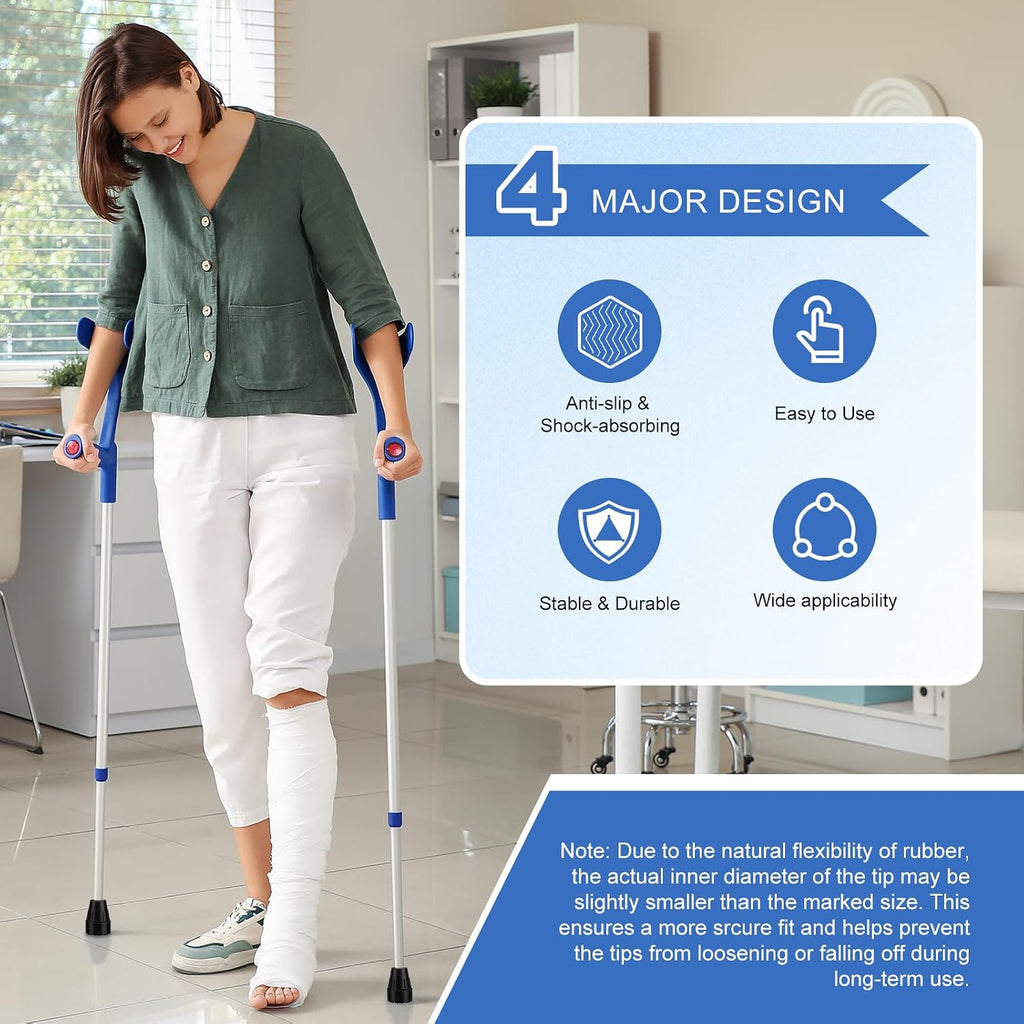 MFE Cane Tips 7/8 Inch, 2 Pack Non-Slip Rubber Tips for Canes, Crutches, and Walking Sticks, Heavy Duty Traction Base with Metal Insert for Superior Grip and Stability