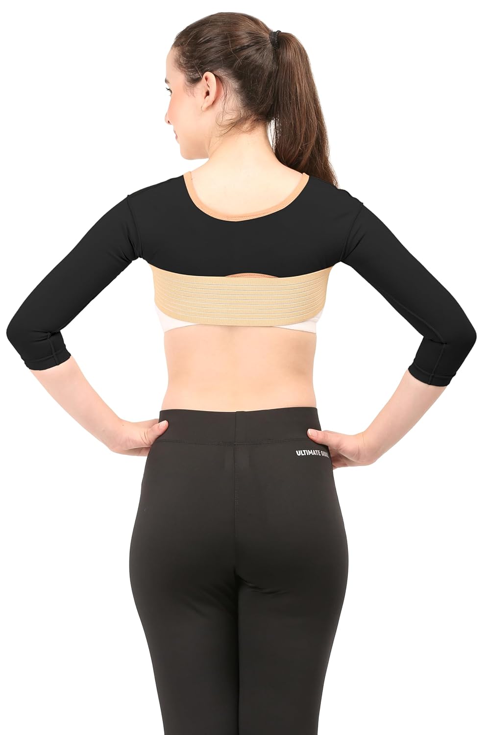 Post Liposcution Arm Compression Garment || MICROPOLY FABRIC || Slimming Sleeves || Arms Posture Corrector || Shapewear || Post Surgical Arms Support (Black, L)