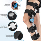 Hinged ROM Knee Brace with Adjustable Locking Dial & Side Stabilizers - Post Op Knee Support for ACL, PCL, MCL Injury, Meniscus Tear Recovery - Universal Fit Stabilizer for Men & Women, Left or Right Leg