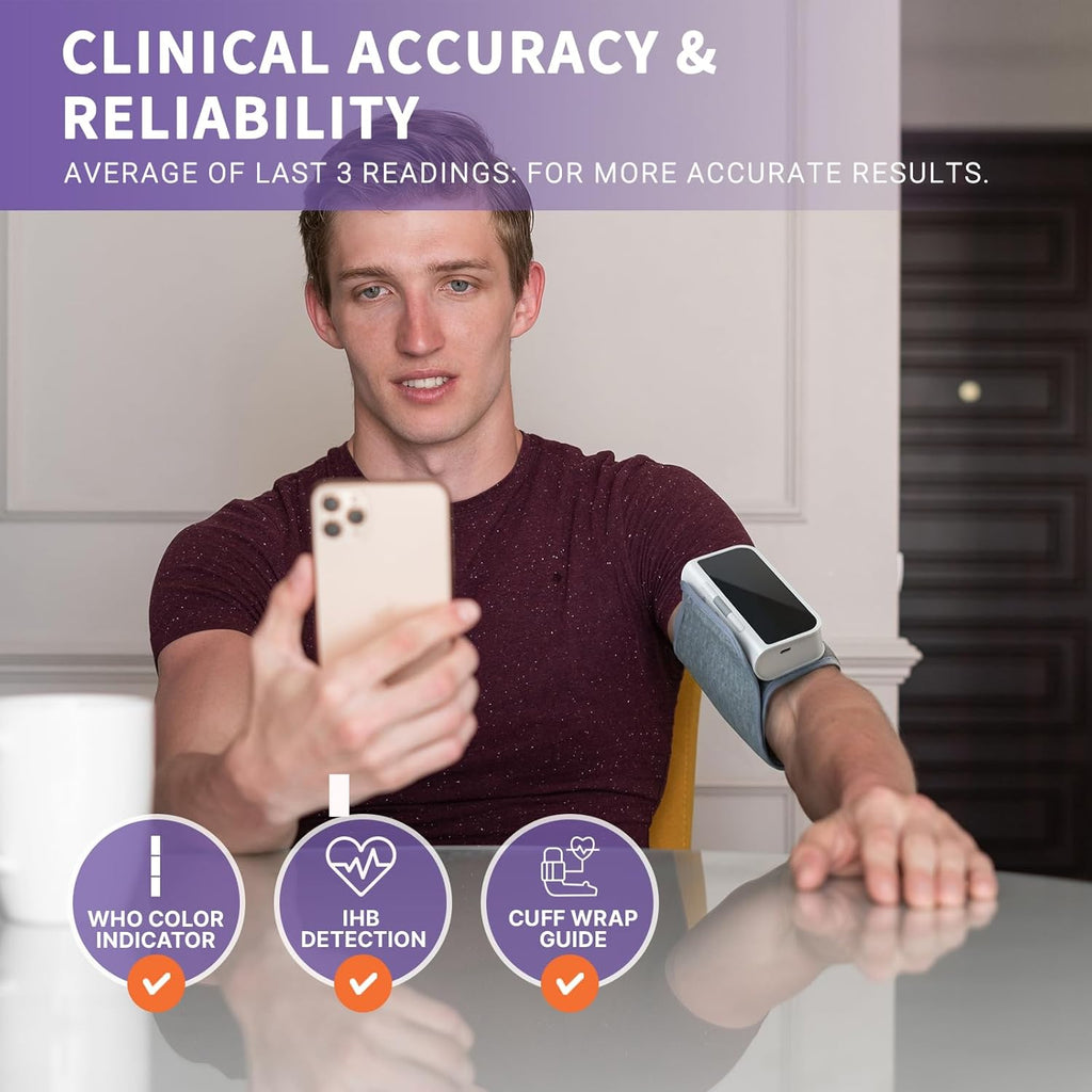 @AL21 Bluetooth Blood Pressure Monitor Upper Arm - Rechargeable Automatic BP Machine for Home Use, Accurate Digital Smart Wireless Kit with Large Cuff (8.7-16.5"), App Data Sync, 2 Users