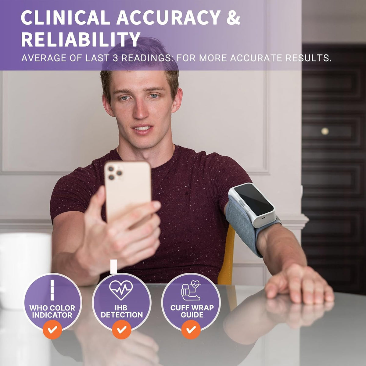 @AL21 Bluetooth Blood Pressure Monitor Upper Arm - Rechargeable Automatic BP Machine for Home Use, Accurate Digital Smart Wireless Kit with Large Cuff (8.7-16.5"), App Data Sync, 2 Users