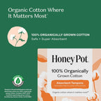 The Honey Pot Company - 100% Organic Cotton Tampons - Regular Absorbency | Multipack - Tampons w/BPA Free Plastic Applicator - Unscented - Without Fragrances or Chlorine - Feminine Care - 54ct
