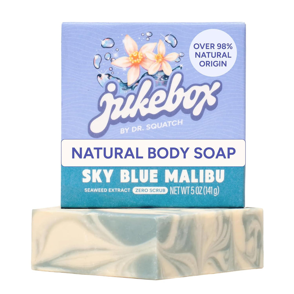 JUKEBOX Natural Women’s Bar Soap, Body Soap Bar (5oz, 1-Pack) | Shower & Bath Soap, Cold Process With Natural Oils, Gifts for Women, Sky Blue Malibu
