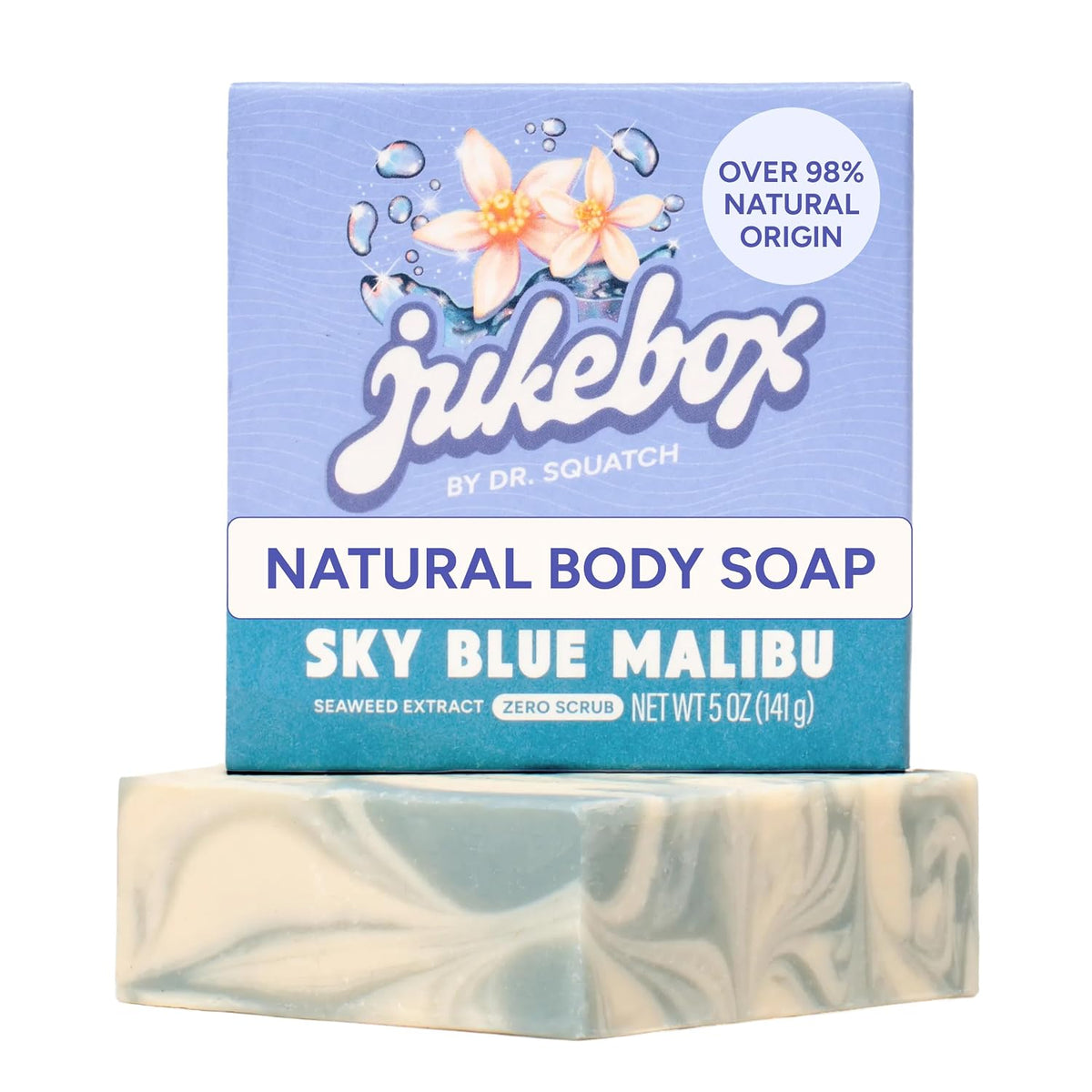JUKEBOX Natural Women’s Bar Soap, Body Soap Bar (5oz, 1-Pack) | Shower & Bath Soap, Cold Process With Natural Oils, Gifts for Women, Sky Blue Malibu