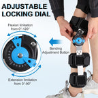 Hinged ROM Knee Brace with Adjustable Locking Dial & Side Stabilizers - Post Op Knee Support for ACL, PCL, MCL Injury, Meniscus Tear Recovery - Universal Fit Stabilizer for Men & Women, Left or Right Leg