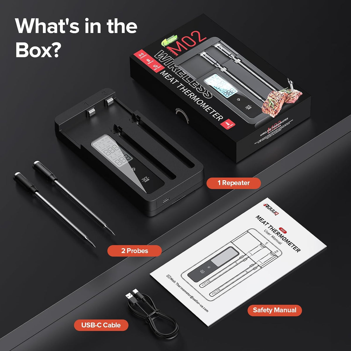 Smart Wireless Meat Thermometer Dual Probes with WiFi Bluetooth Combo
