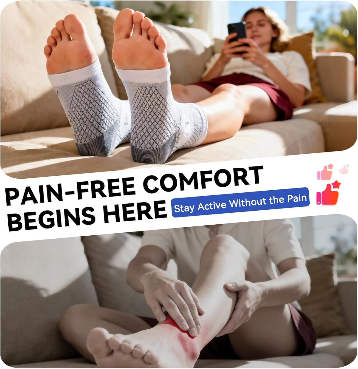 3 Pairs Neuropathy Socks for Women & Men, Toeless Compression Socks