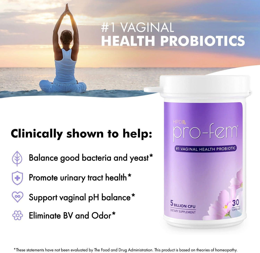Pro-Fem - #1 Vaginal Probiotics for Feminine Health, Clinically Proven to Promote Yeast & pH Balance, Urinary Tract Health, Works in 7 Days, 30 Capsules