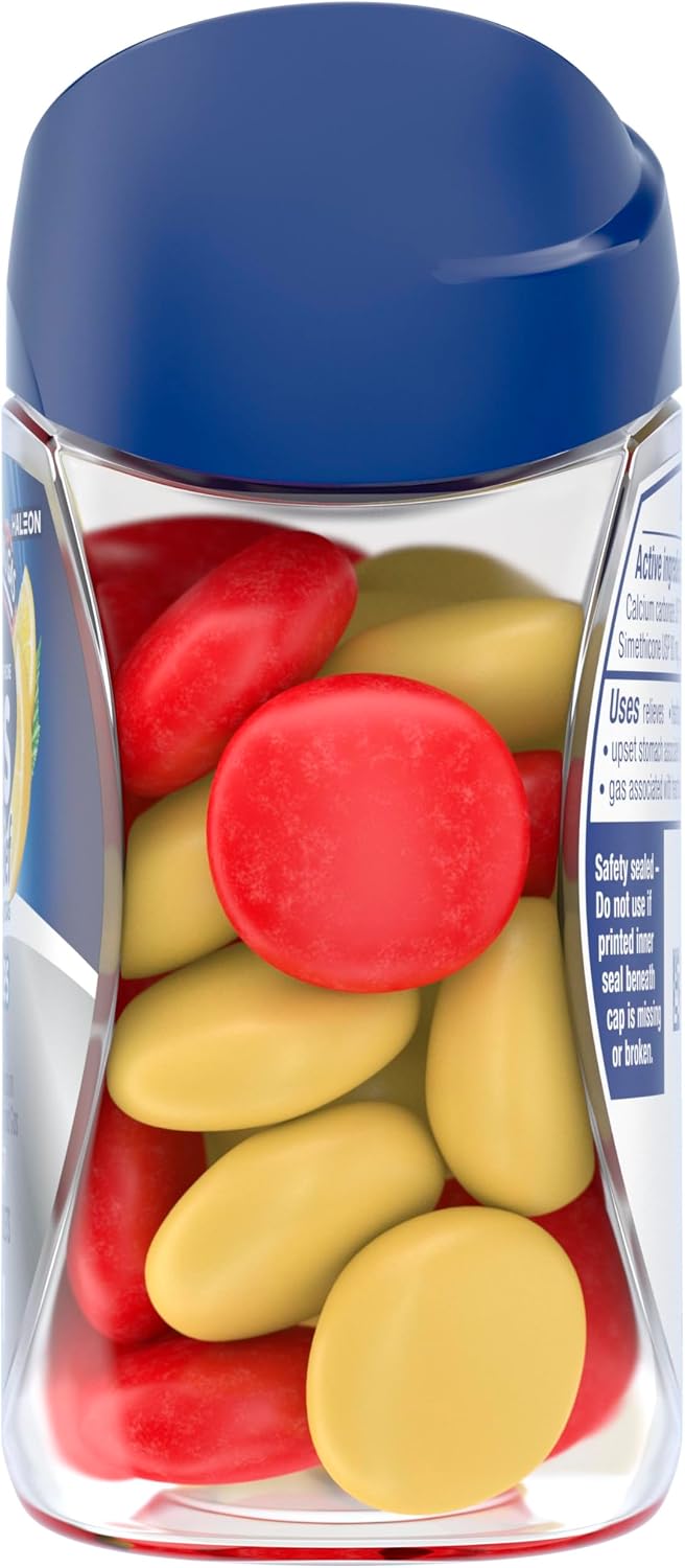 TUMS Chewy Bites Antacid Tablets, Lemon and Strawberry, 28 Count | Ultra Strength Formula, Neutralizes Acid Instantly for Indigestion and Upset Stomach, Multi-Symptom Relief, Gluten Free