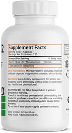 Bronson Vitamin K2 as MK-7 Menaquinone 100 mcg Non-GMO, 120 Capsules