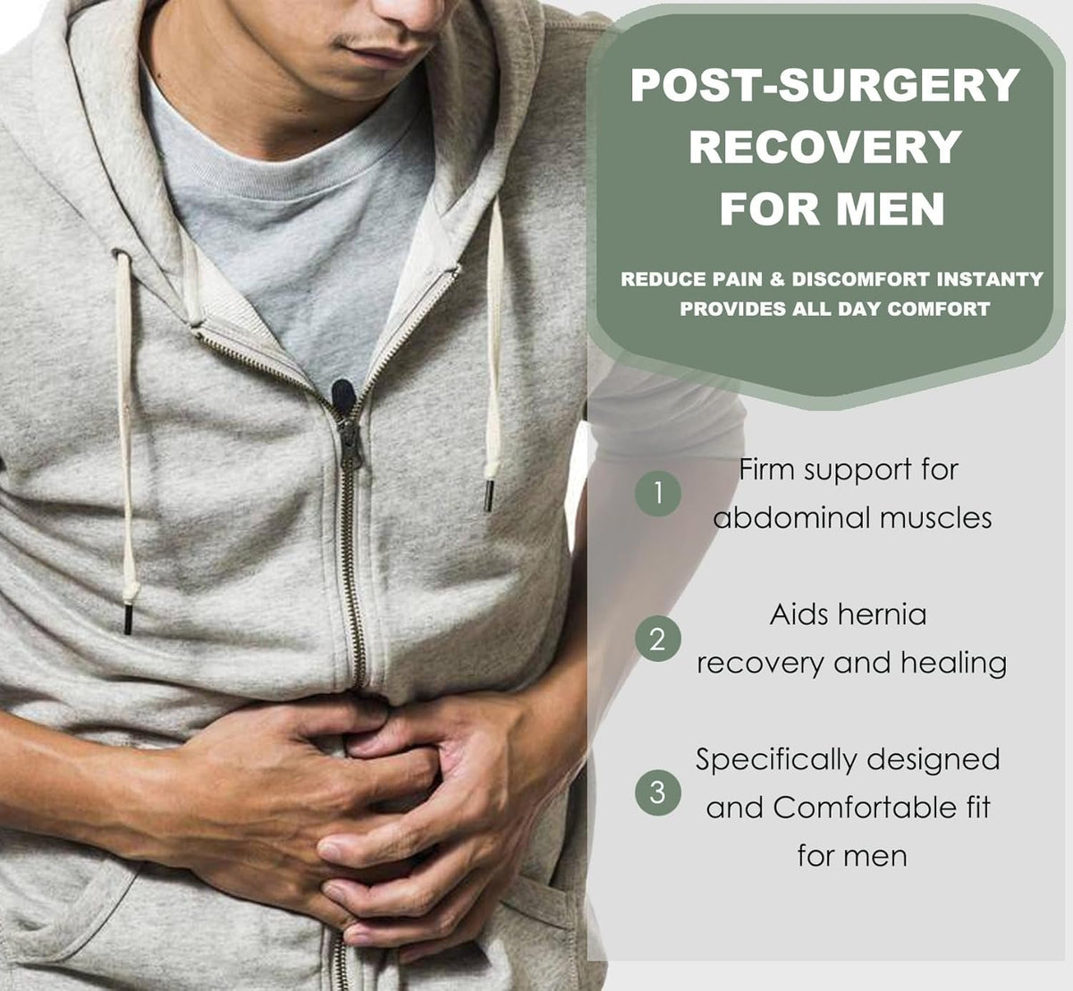 Abdominal Binder Post Surgery - Postpartum Belly Band Wrap | Post C Section Belly Binder Recovery Belt Stomach Compression Hernia Belt For Men Women After Pregnancy, Hysterectomy, L/XL