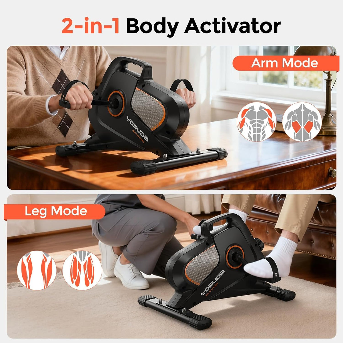YOSUDA Under Desk Bike with 16-Level Magnetic Resistance, Mini Exercise Bike with Bluetooth App, Pedal Exerciser While Sitting for Office Workers & Seniors, Leg Machines for Home Exercise & Recovery