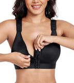 Lemorosy Post-op Bra with Front Closure for Women Plus Size Without Underwire Adjustable Sports Back Comfort Support