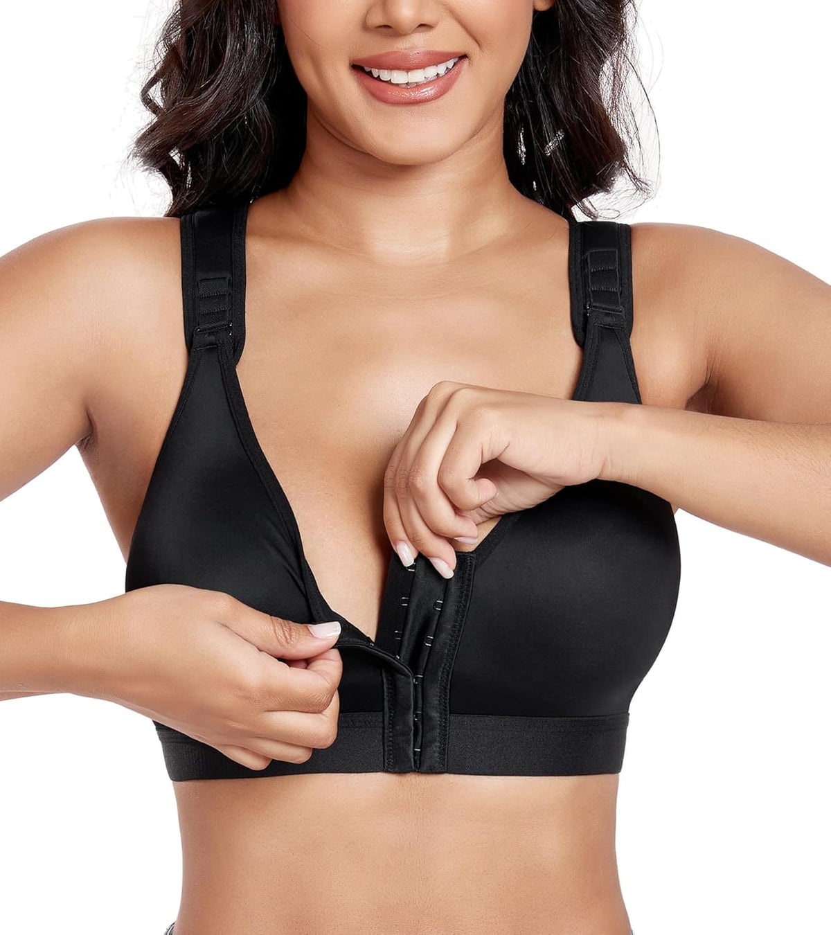 Lemorosy Post-op Bra with Front Closure for Women Plus Size Without Underwire Adjustable Sports Back Comfort Support