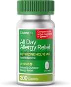 Cabinet: Cetirizine Hcl 10mg Allergy Relief Tablets | Non-Drowsy Antihistamine for 24-Hour Indoor & Outdoor (Aluminum - 300 Count)