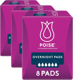 Poise Pads For Bladder Leaks Overnight 8 Count (Pack of 3)