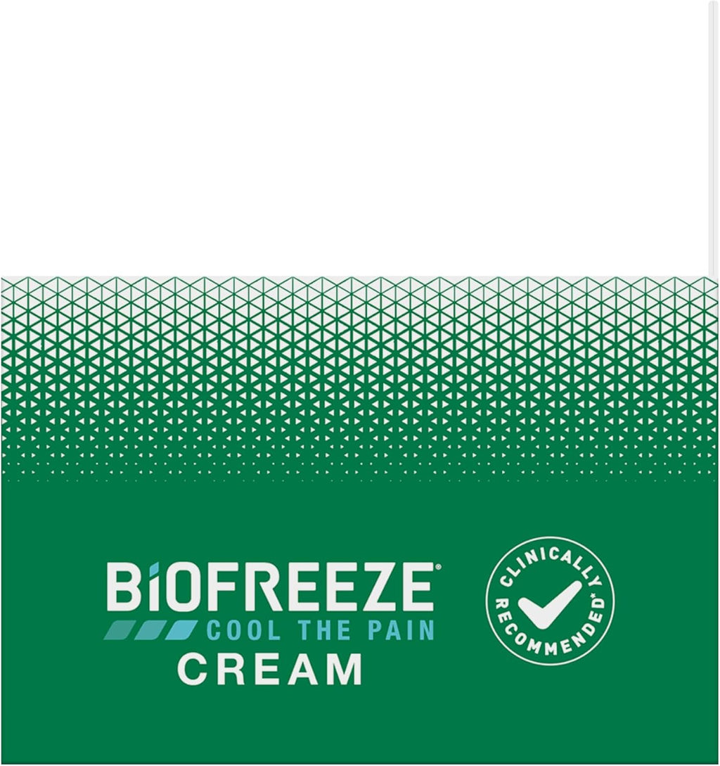 Biofreeze Pain Relief Cream for Knee, Neck, Hip, Joint, Shoulder, & Simple Backache, Arthritis Pain Reliever, Sore Muscle Relief, Cooling Menthol Pain Cream, 3 Oz