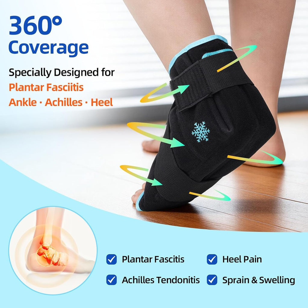Comfytemp Ankle Foot Ice Pack Wrap for Plantar Fasciitis Relief, Heel Pain