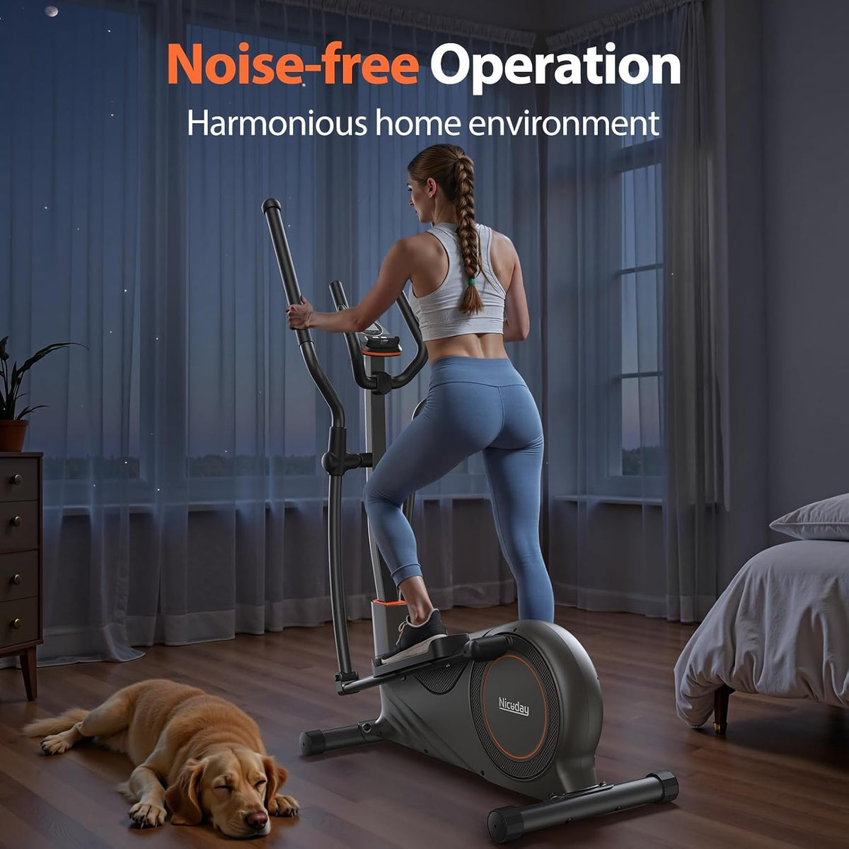 Niceday Elliptical Exercise Machine, Elliptical Machine for Home, Magnetic Elliptical Trainer with 15.5IN-20IN Stride, 16 Resistance Levels, 400LBS Loading Capacity, Support Kinomap APP