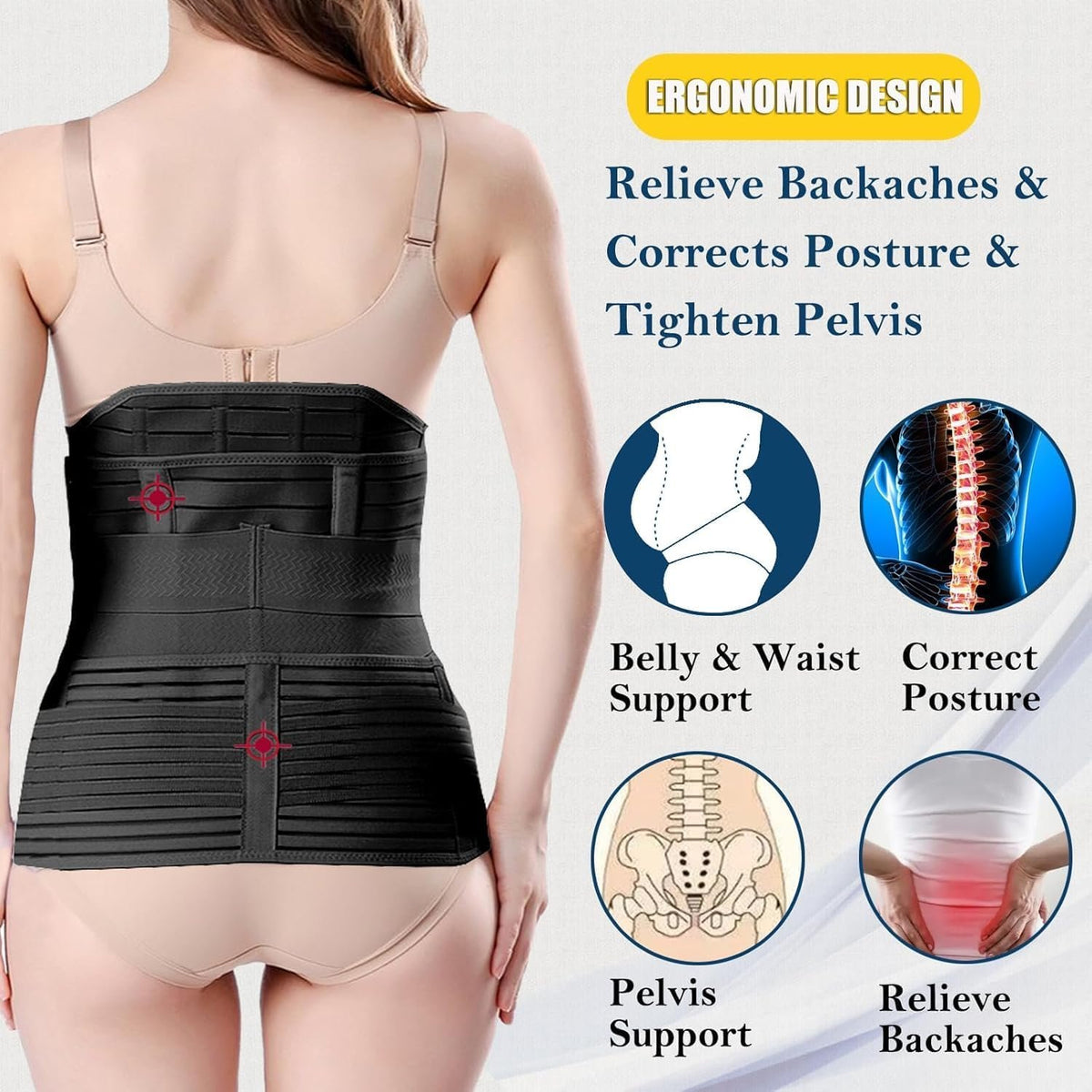 3 in 1 Postpartum Belly Wrap Recovery Band Belt Abdominal Binder | Postpartum Belly Band, Belly Binder Post Partum, Post Surgery Pregnancy Belly Support Band Recovery Belly/waist/pelvis (L)