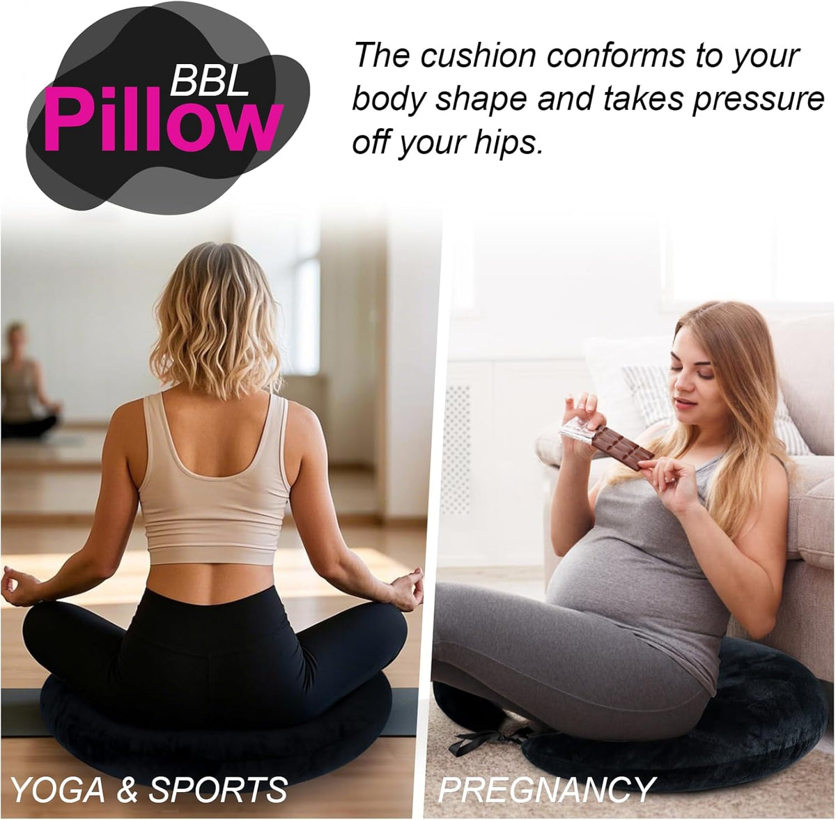 BBL Post Surgery Pillow for Sitting Sleep, Donut Hemorrhoid Pillow for Driving, Hip Support Cushion, BBL Cotton for Recovery